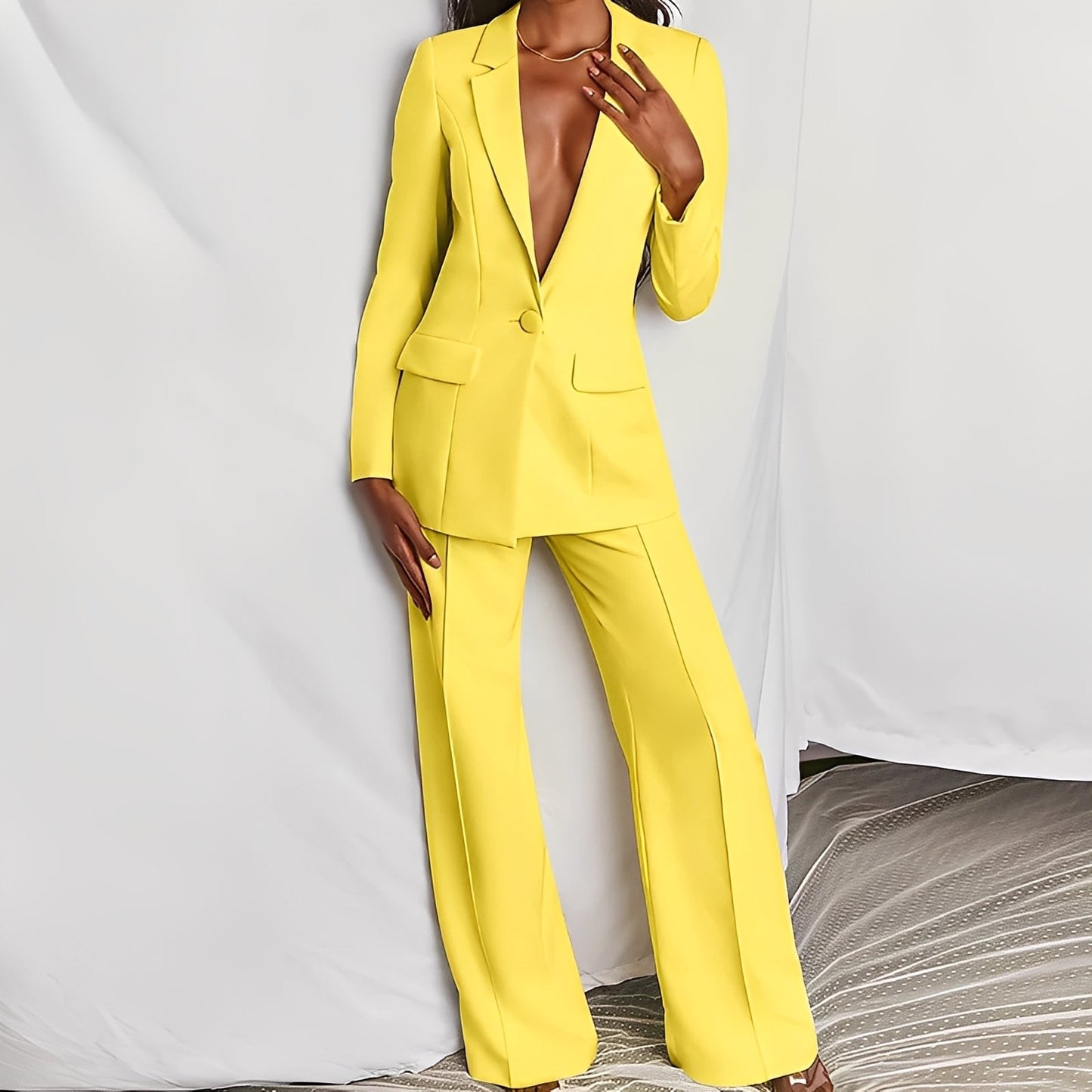 Darcey - Breites, modernes Damenanzug-Set mit Blazer und Hose