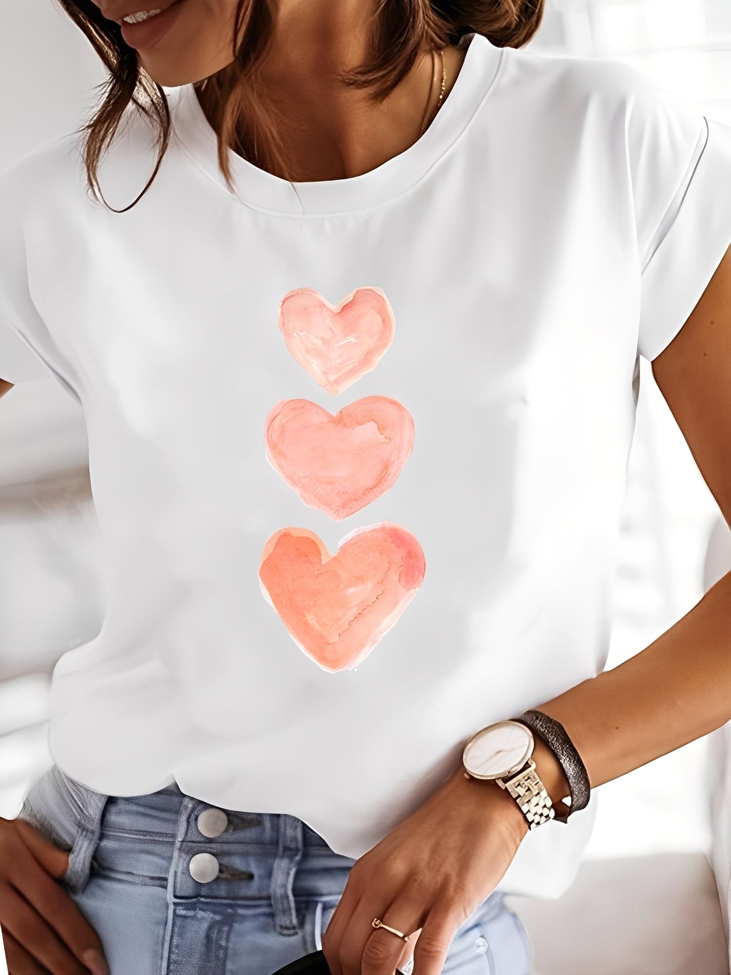 Annalise - Damen-Shirt mit Mustern und kurzen Ärmeln