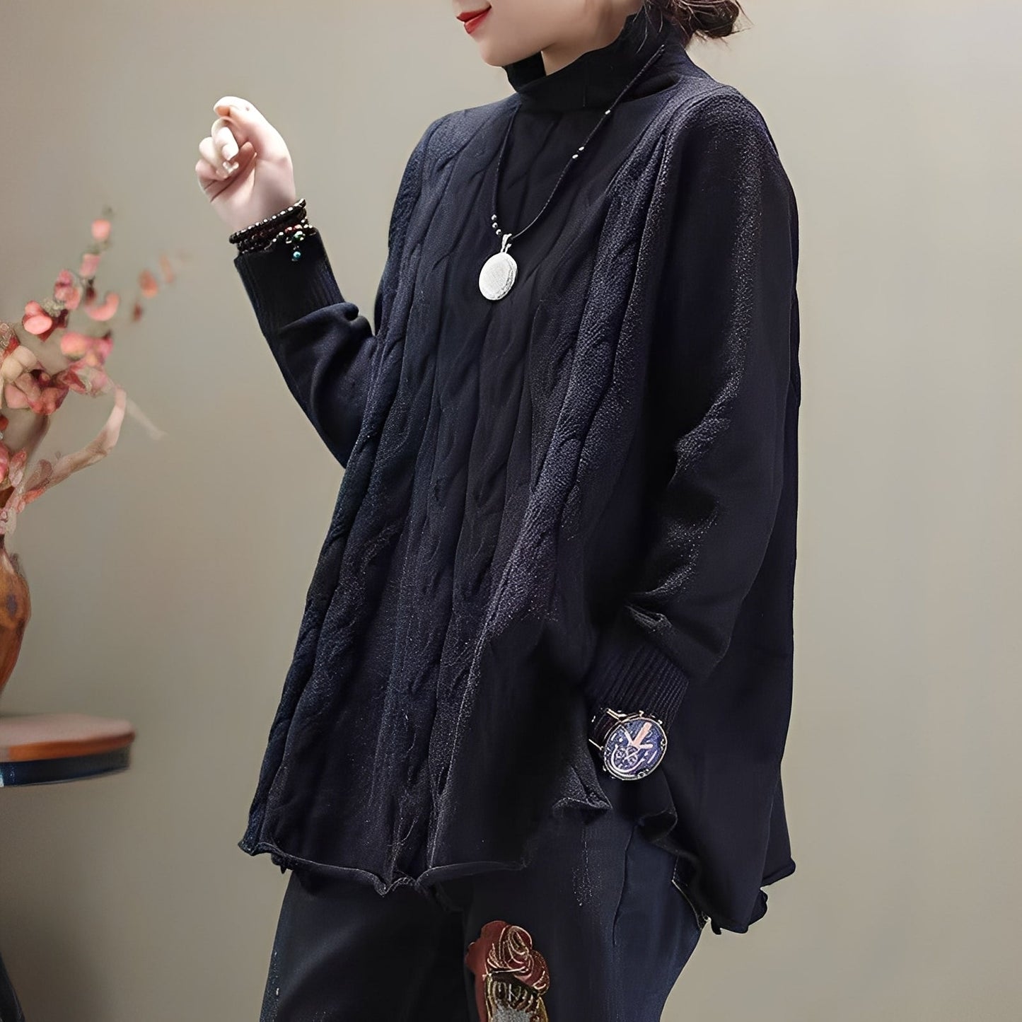 Merla - Bequemer Rollkragenpullover mit Seitenschlitz für Frauen