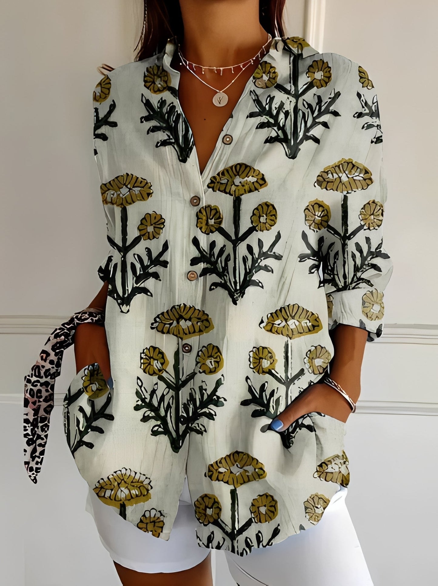 Jessica - Elegante Damenbluse mit Blumenmuster