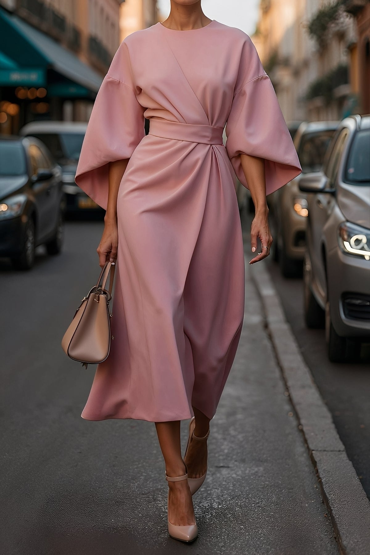 Elena - Schickes, lässig fallendes Damenkleid mit Gürtel