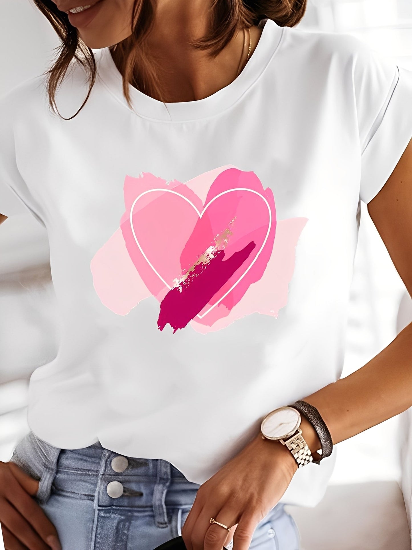 Annalise - Damen-Shirt mit Mustern und kurzen Ärmeln