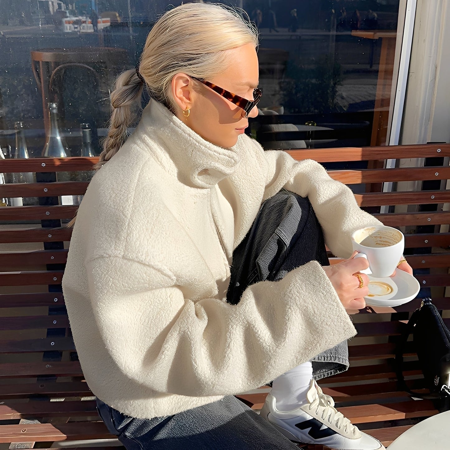 Shania - Trendiger, lässiger Oversize-Fleece-Mantel für Frauen