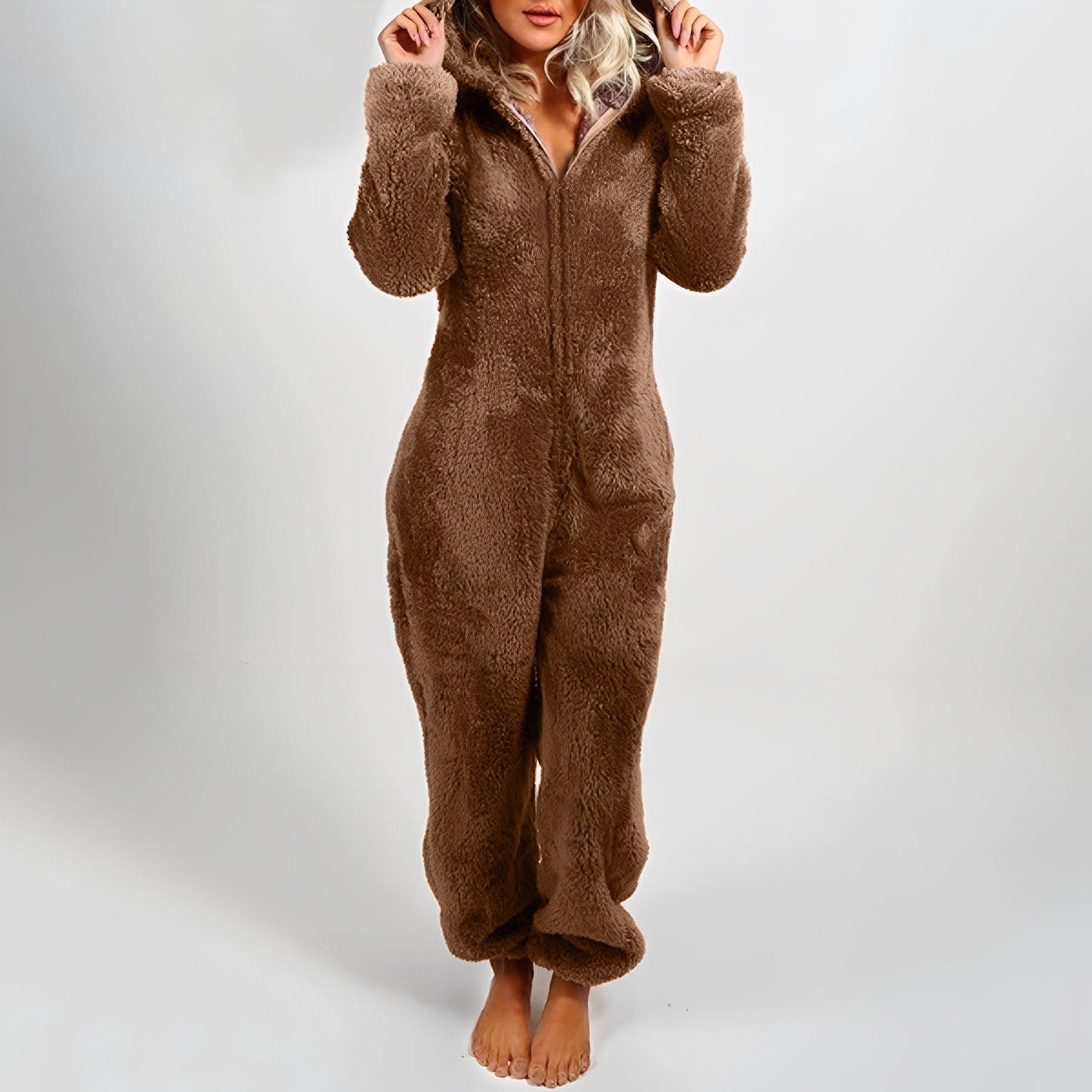 Jasmine - Comfortable Plush Jumpsuit with Hood for Women