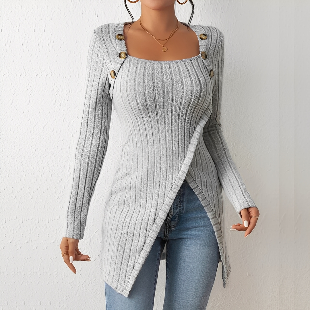 Alfreda - Damen-Strickoberteil mit Knöpfen