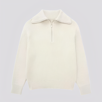 Christine - Eleganter gestreifter Damenpullover mit Reißverschluss