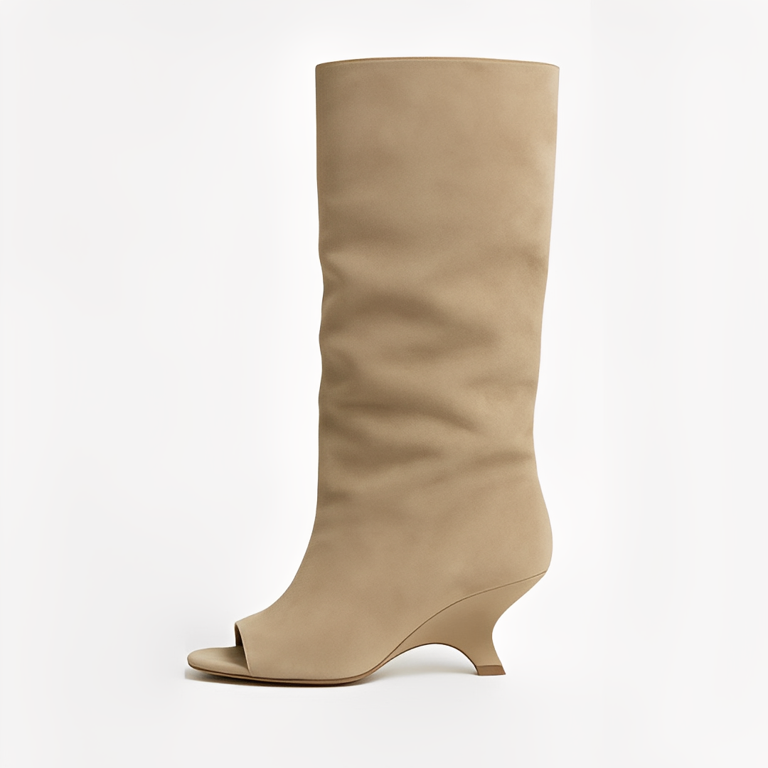 Aamina - Elegante hohe Stiefel mit offener Spitze für Damen