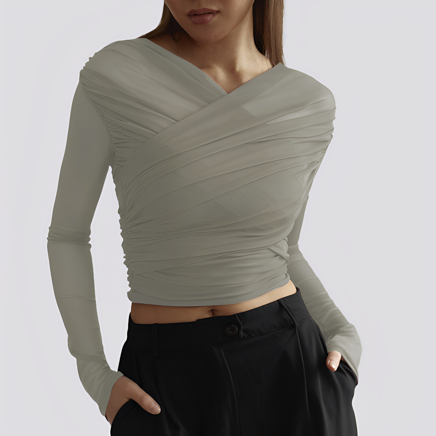 Meghan - Stylish Long-Sleeve Top with Gathering for Women