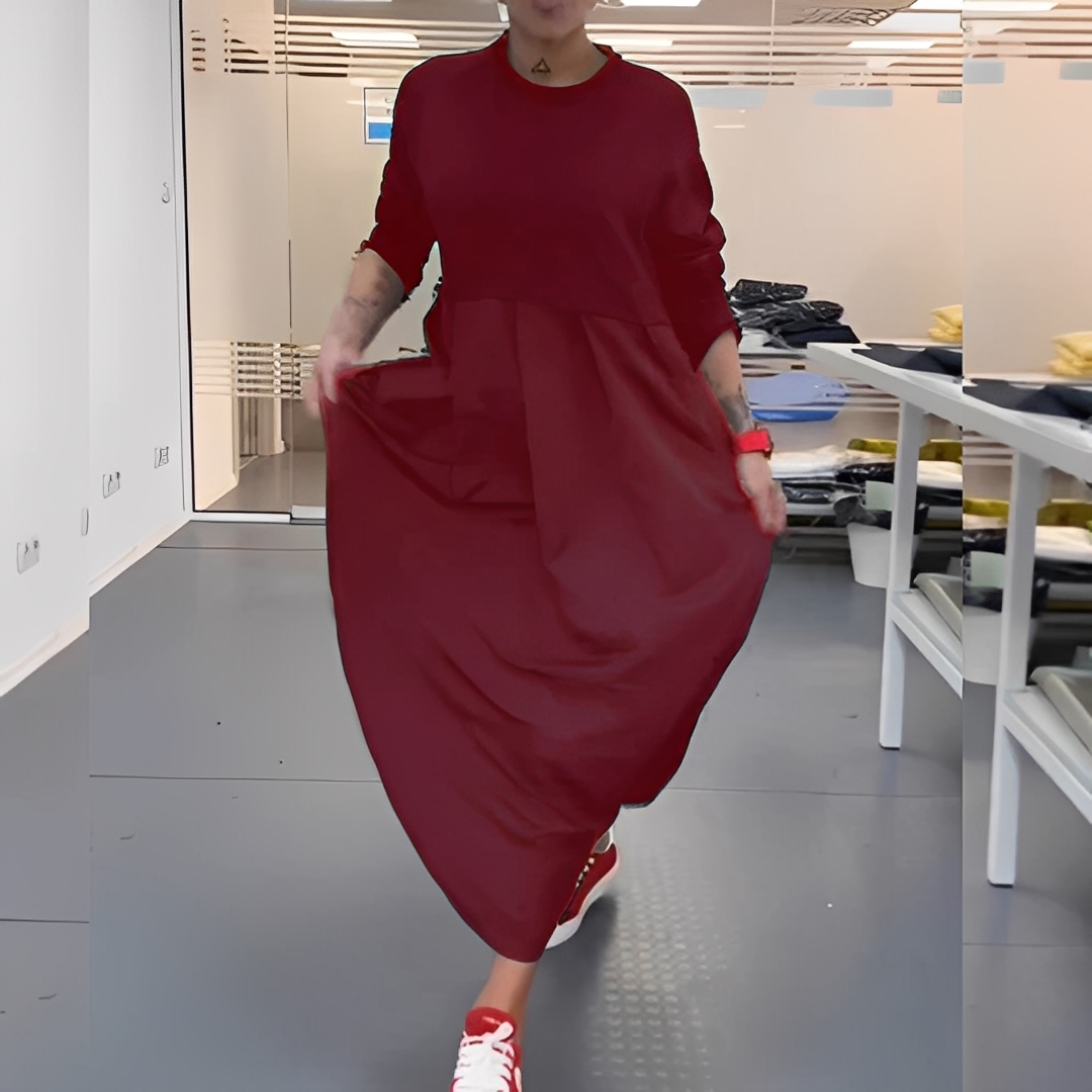 Gisèle - Damenkleid mit Rundhalsausschnitt und lockerem Schnitt