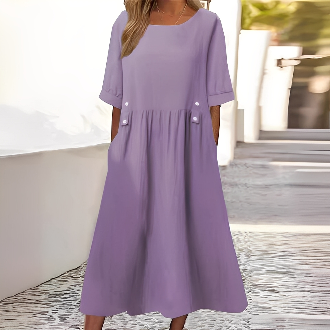 Sylvette - Damen-Baumwollkleid mit Rundhals