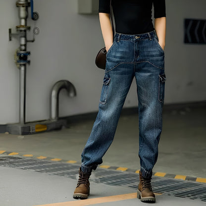 Kristal - Damen-Baumwolljeans mit vielen Taschen