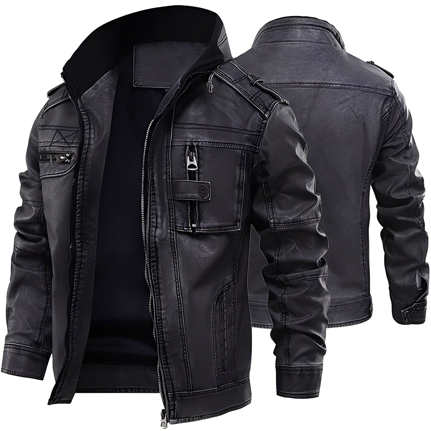 Kevin - Traditionelle Herrenlederjacke mit Taschen