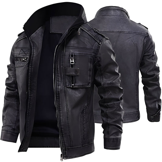 Kevin - Traditionelle Herrenlederjacke mit Taschen
