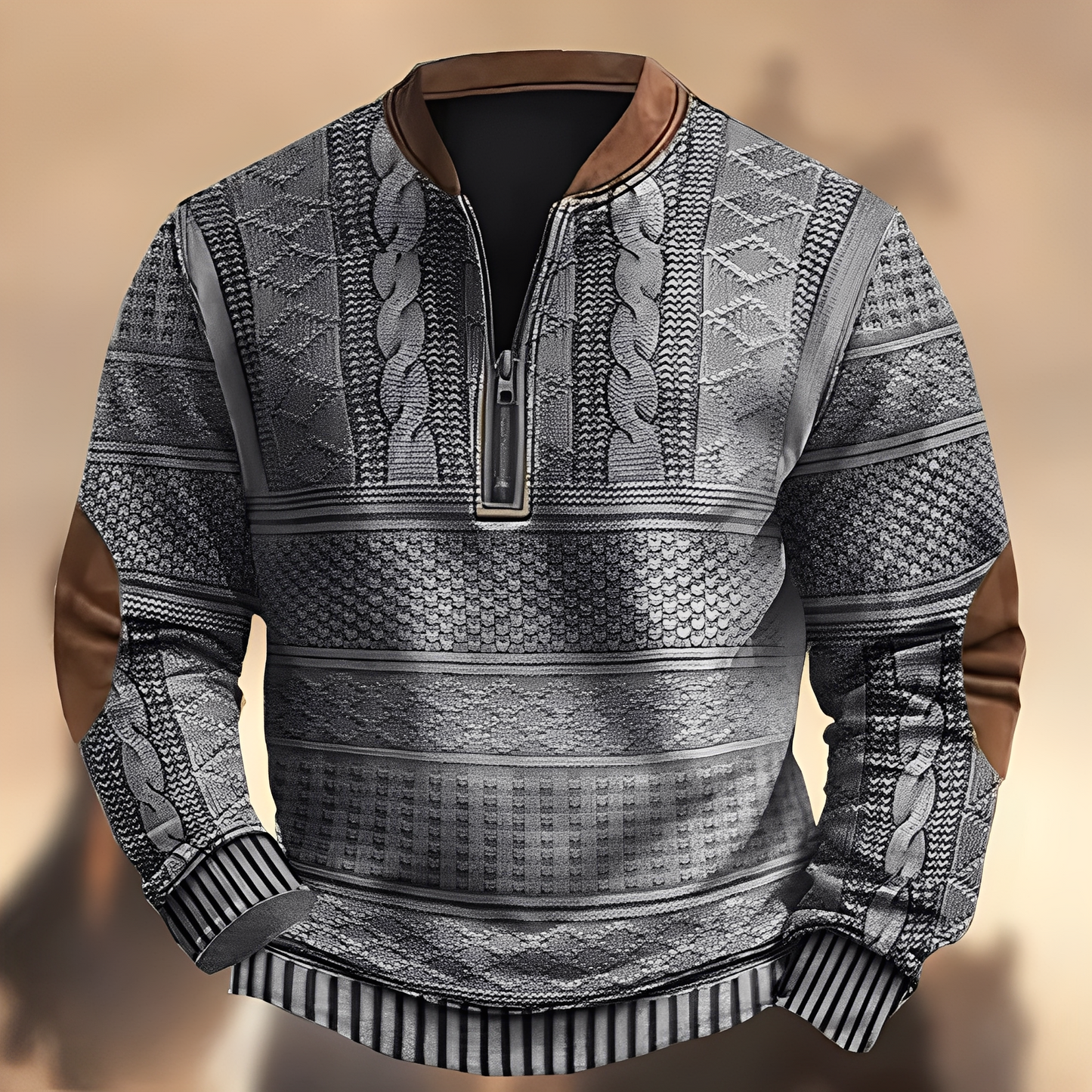 Edmund - Bequemer Herrenpullover mit Muster und Reißverschluss