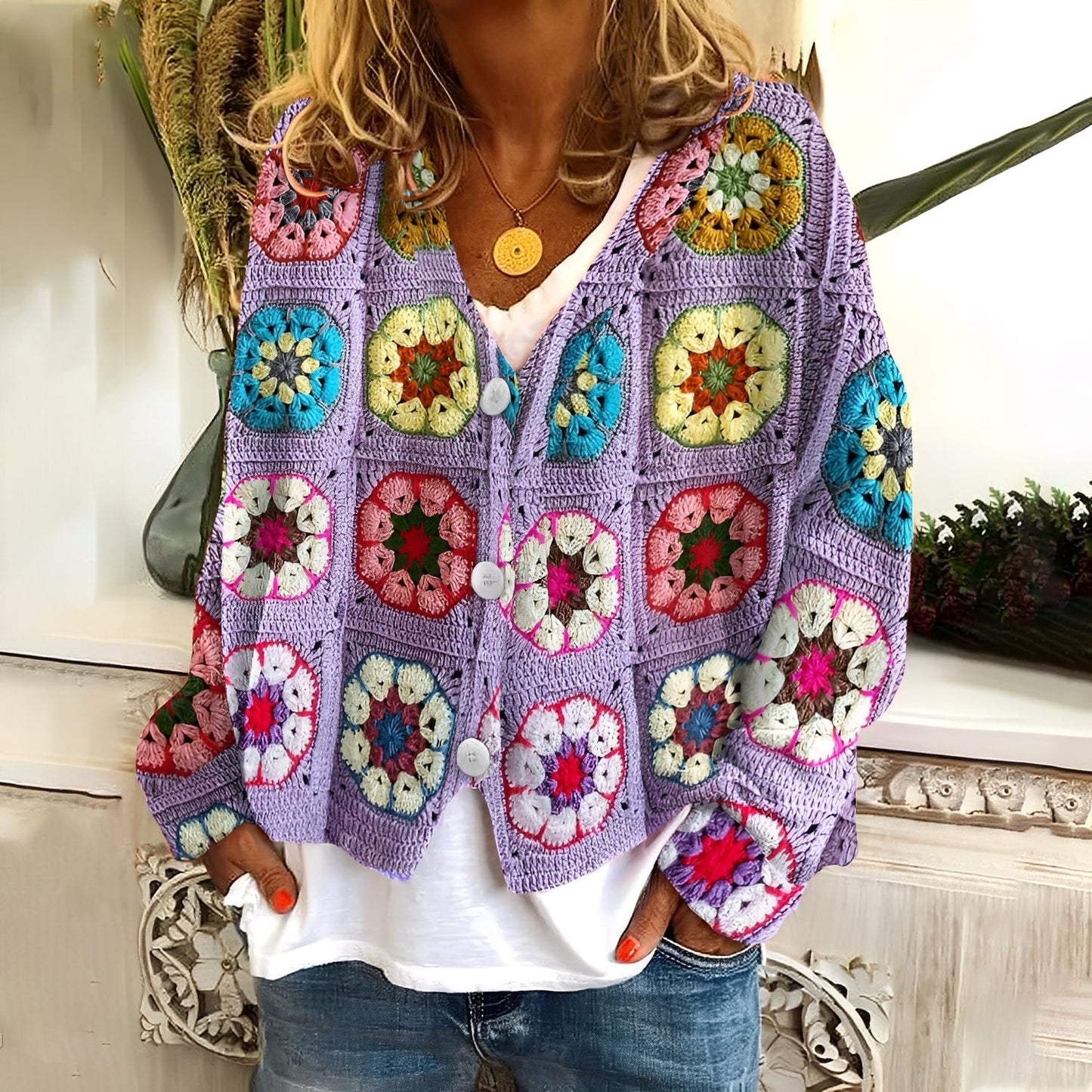 Nydia - Bequemer, weicher Damenpullover mit Muster