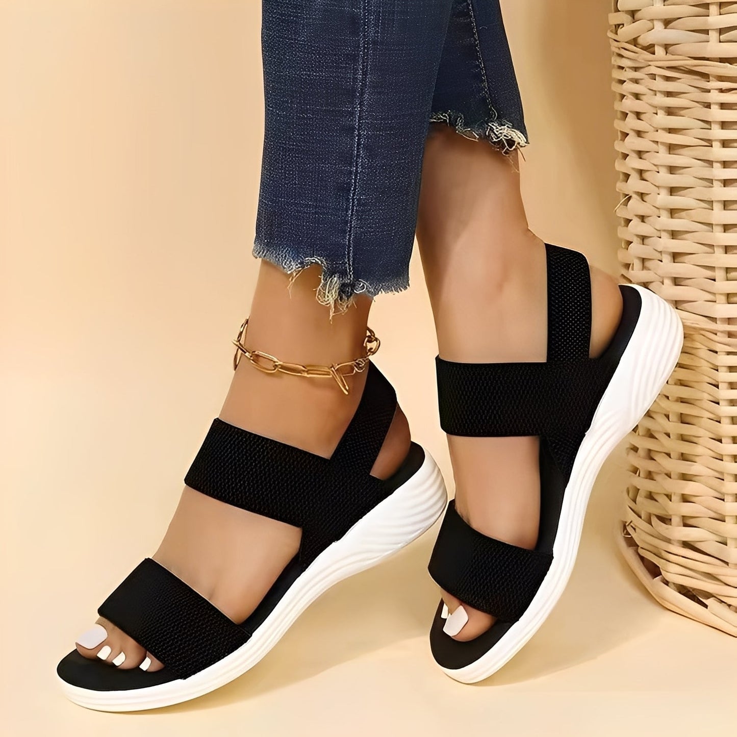 Jessika - Bequeme flache Damensandalen aus Flyknit