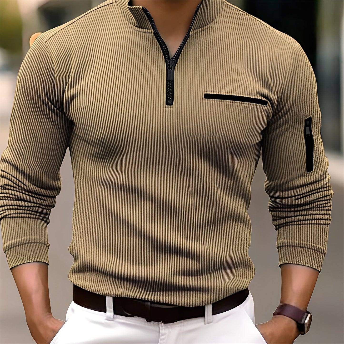 Donovan - Stilvoller Männerpullover mit Streifen und Taschen