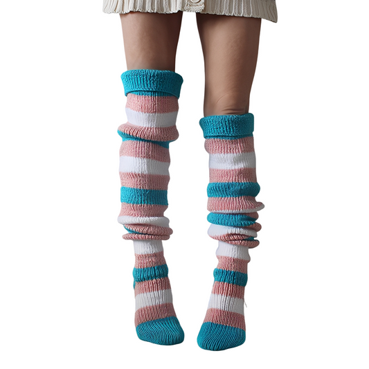 Rhianna - Längere, elegante Damensocken mit Streifen