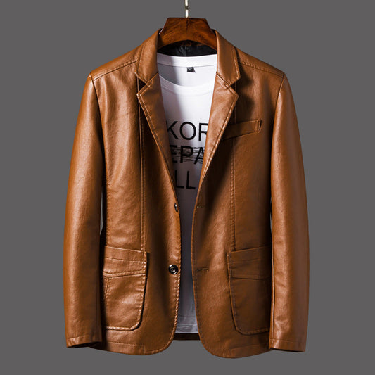 Duncan - Herrenlederjacke mit modernem Knopf-Design
