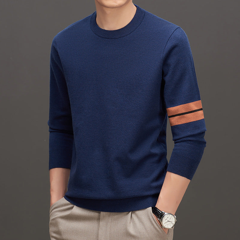 Callum - Elegant Striped Men's Sweater with Crew Neck