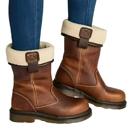 Alexia - Damen-Lederstiefel im Vintage-Stil mit Fellfutter