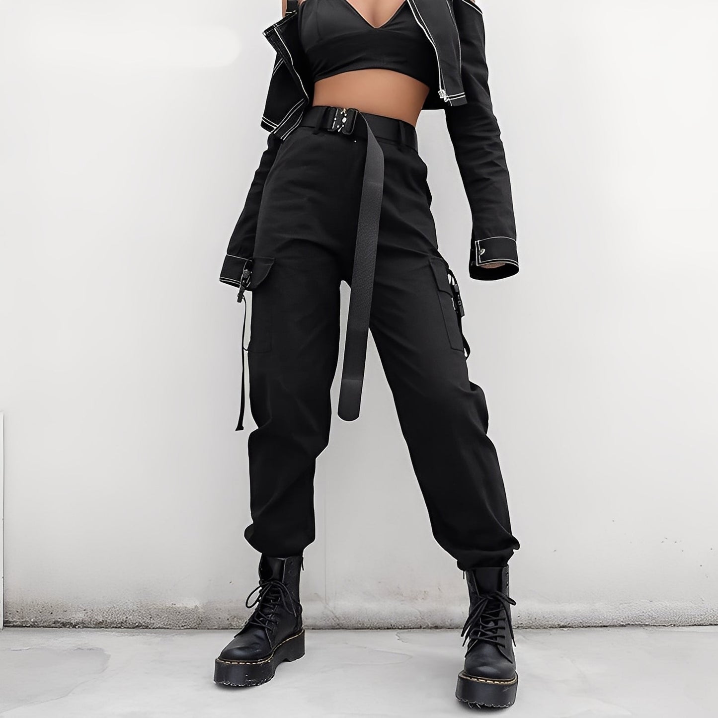 Clotilde - Hochtailierte Damen-Cargo-Hose mit Stretch