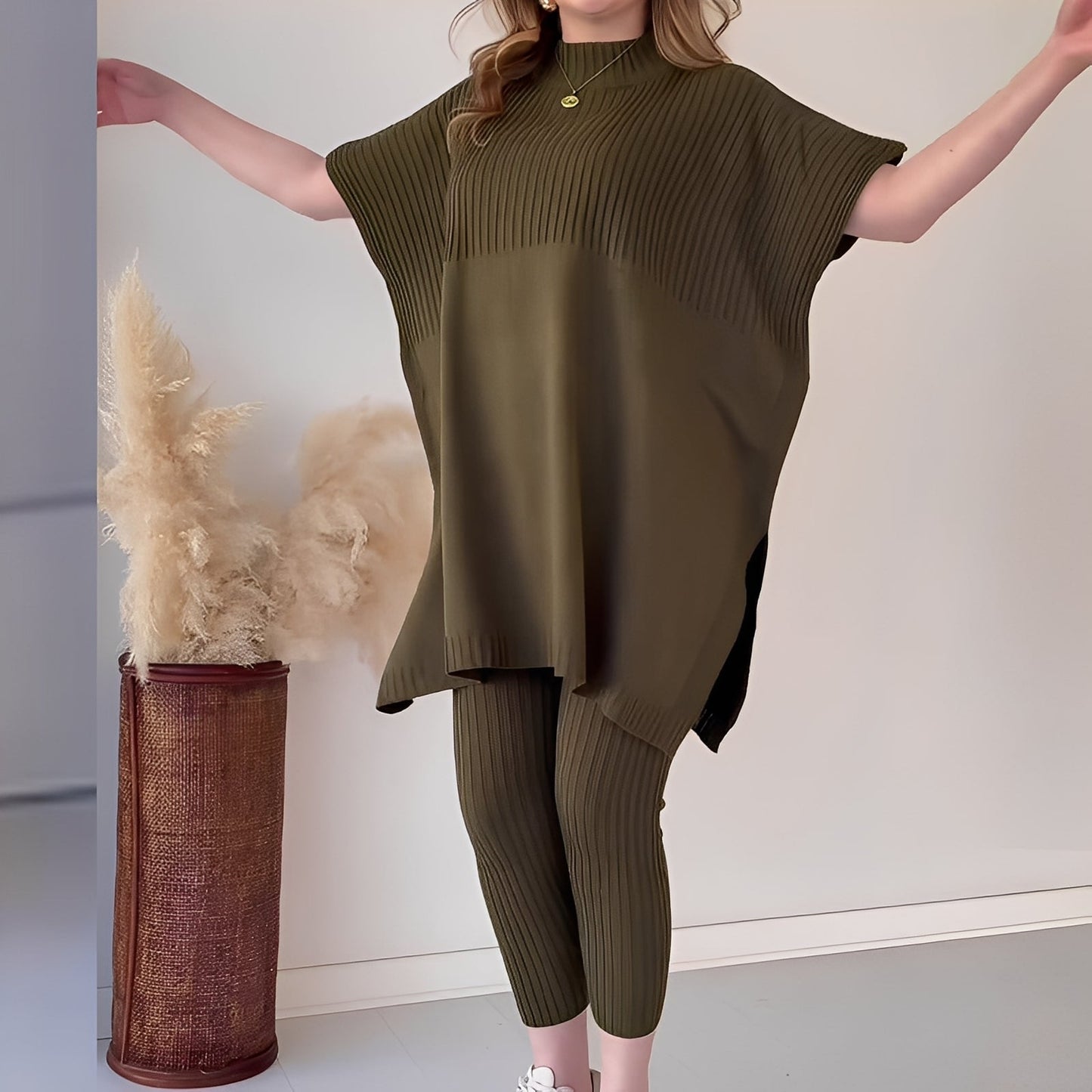 Roxanna - Bequemes, locker geschnittenes Damen-Strickset aus zwei Teilen