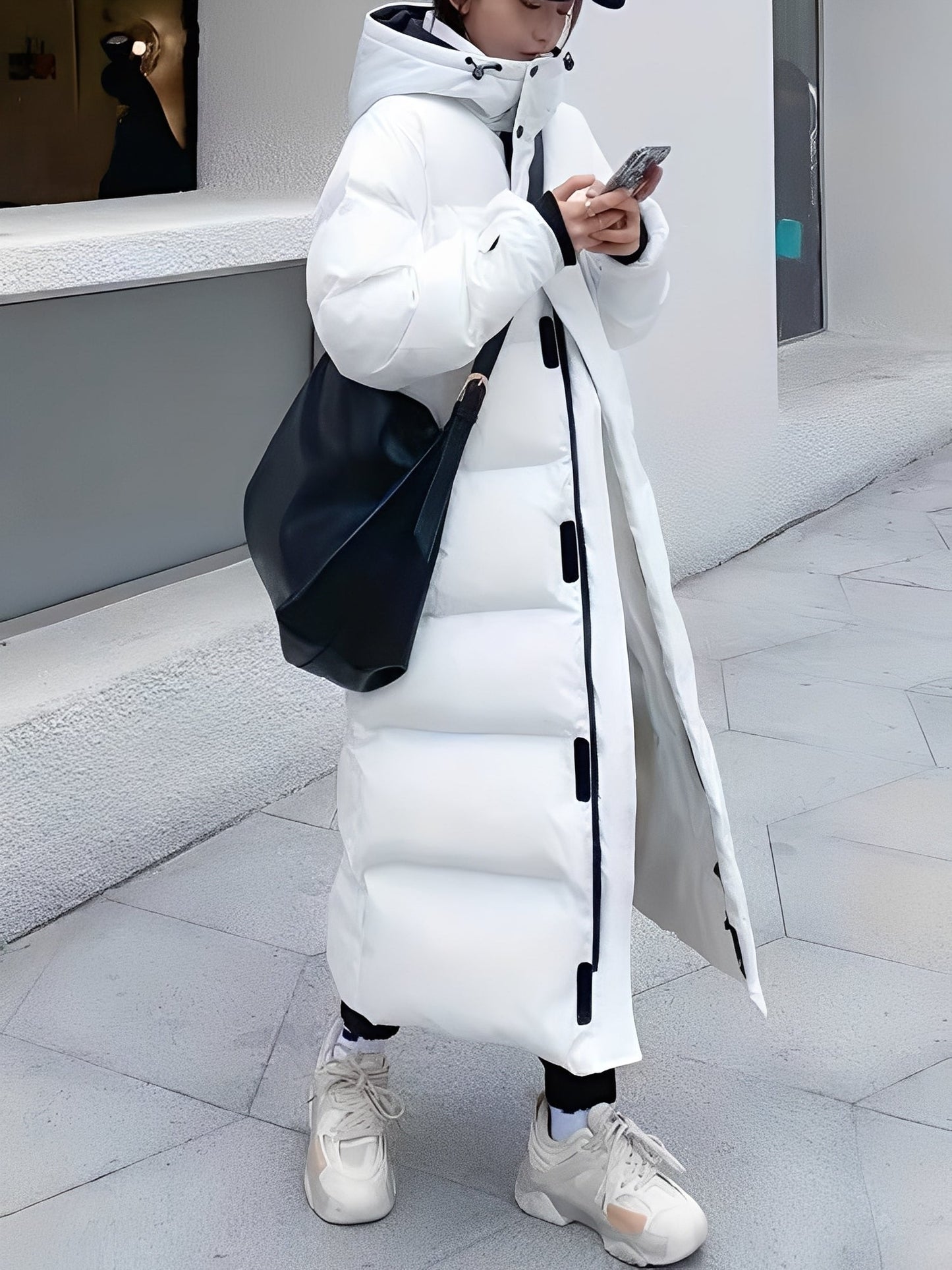 Hazel - Modische lange Damenjacke mit Kapuze