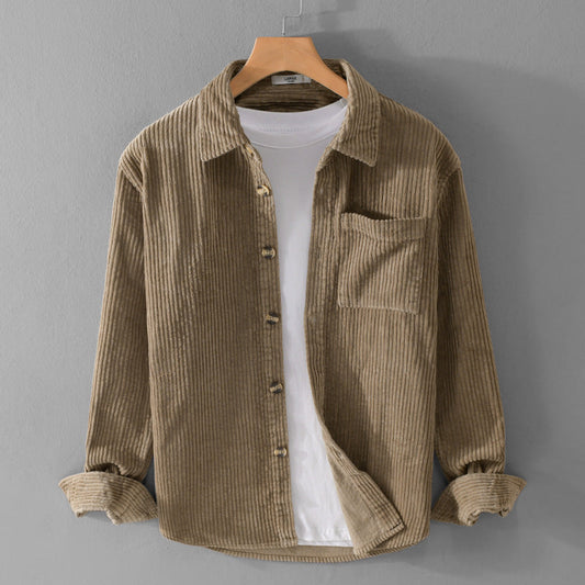 Ronald - Einfaches Cordhemd mit Tasche für Herren