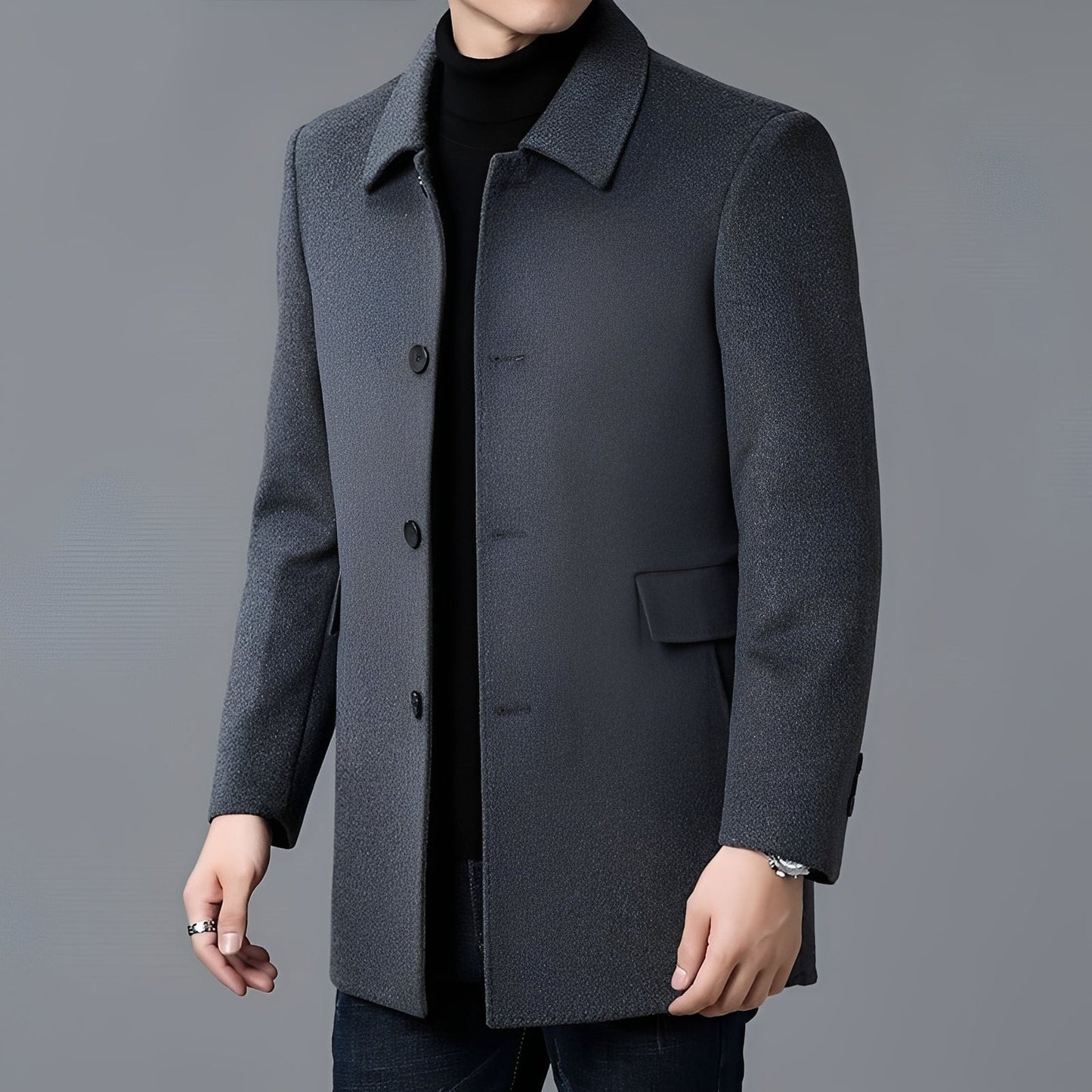 Jerry - Formeller einreihiger Herren-Wollmantel