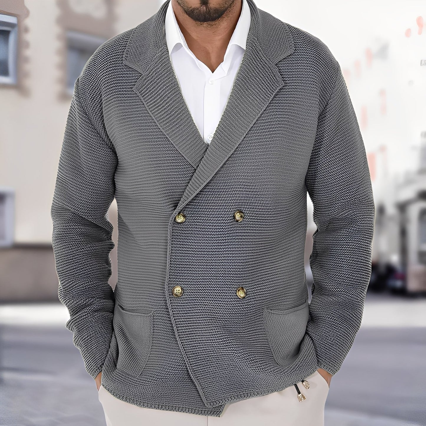 Alfred - Komfortable Herren-Strickjacke mit Doppelreiher