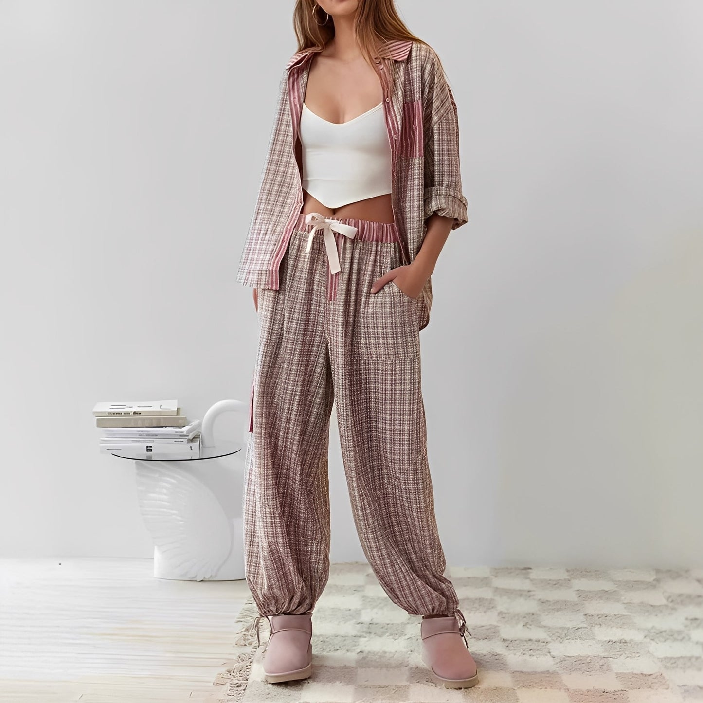 Elenora - Gemütliches, lockeres zweiteiliges Damen-Pyjama-Set