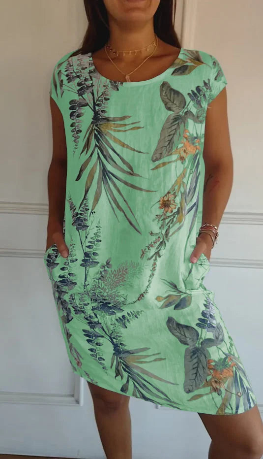 Britt – Bedrucktes Kleid mit rundem Ausschnitt