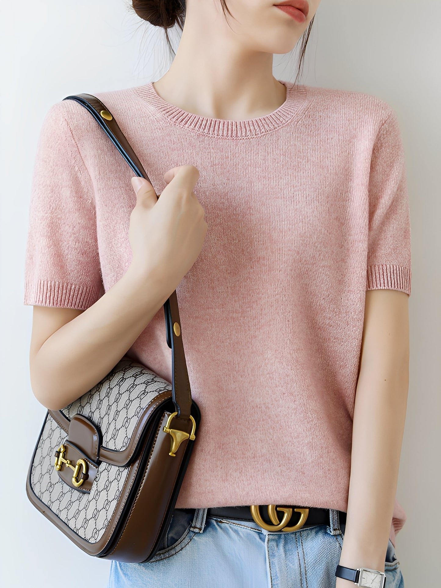 Blandine - Damenkurzarmpullover aus Strick