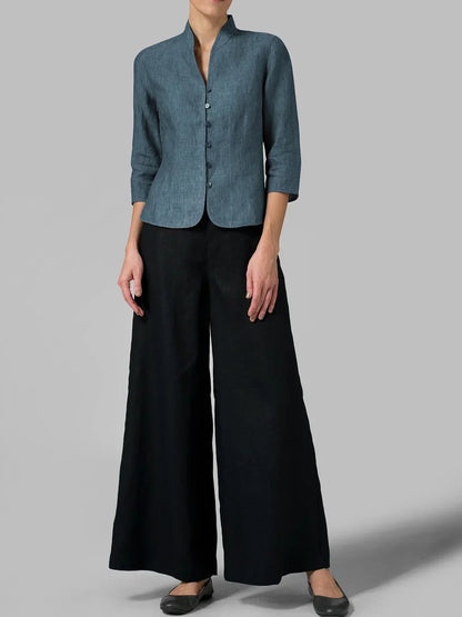 Brynna - Damenbluse erstklassiger Qualität mit Stehkragen