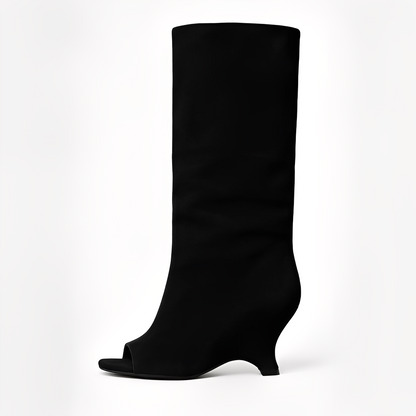 Aamina - Elegante hohe Stiefel mit offener Spitze für Damen