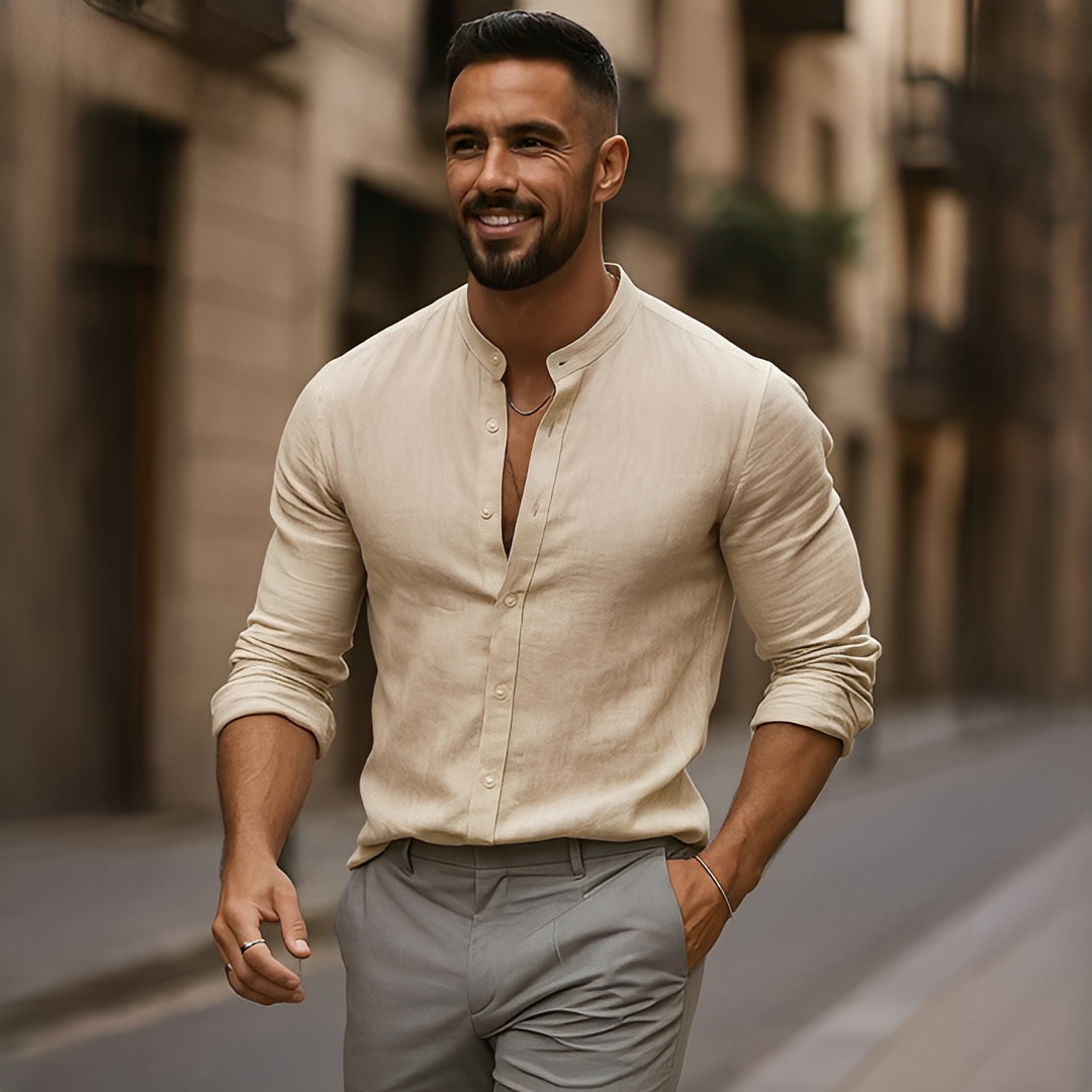Findoco - Komfortables langärmeliges Herrenhemd
