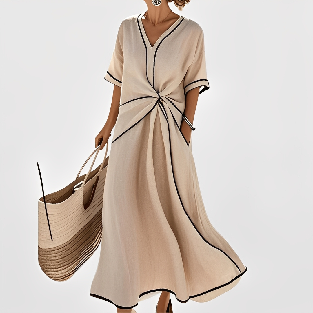 Thérèse – Elegantes und weit geschnittenes gestreiftes Damenkleid