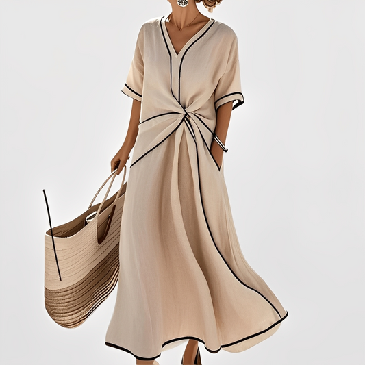 Thérèse – Elegantes und weit geschnittenes gestreiftes Damenkleid