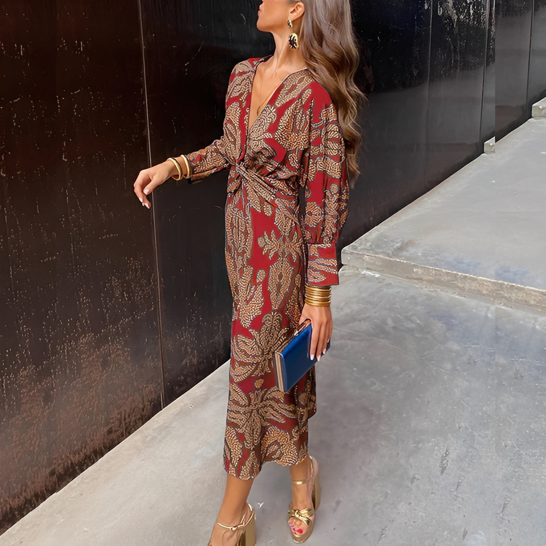 Louna - Elegantes Damen-V-Ausschnitt-Kleid