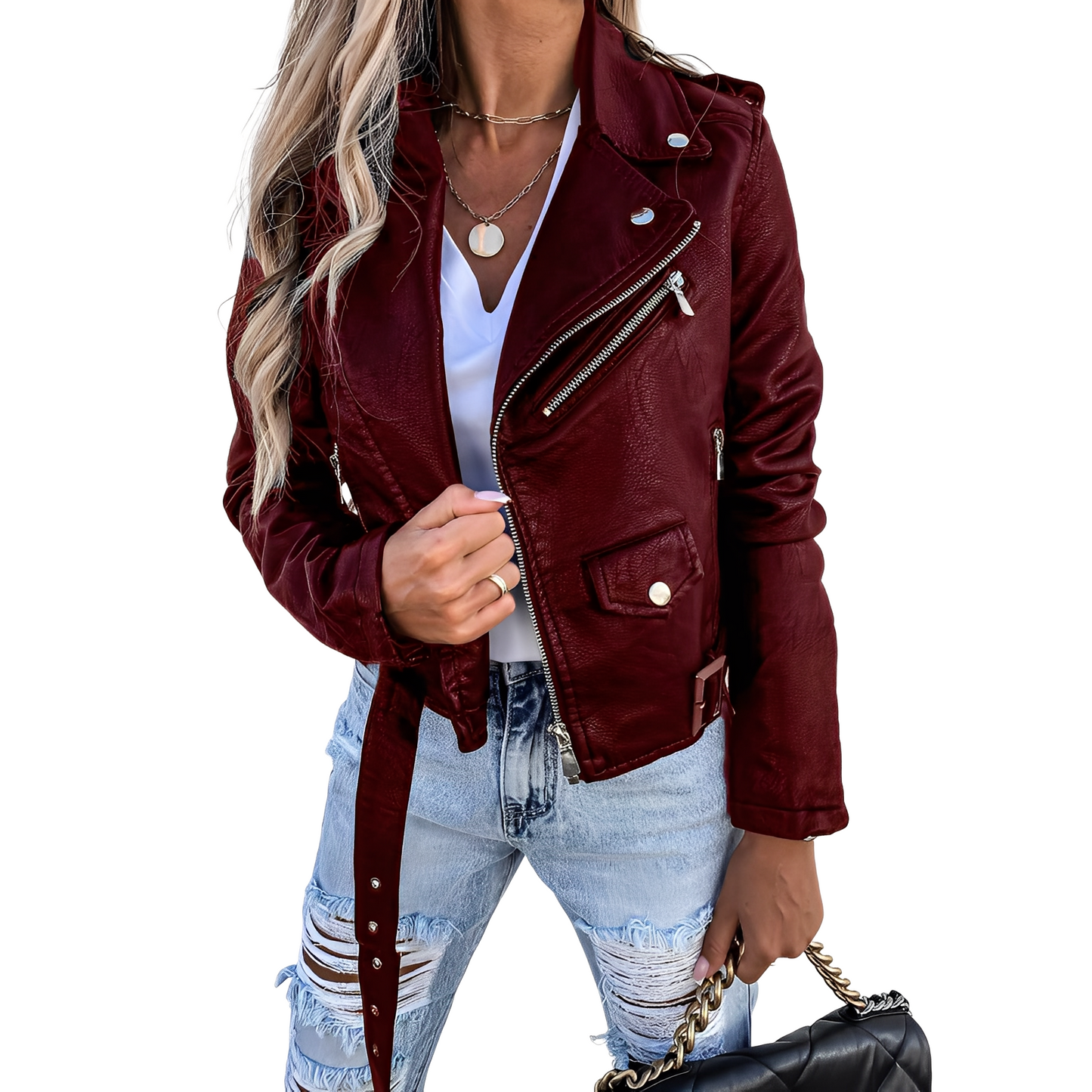 Tiana - Damen Retro-Bikerjacke mit Reißverschluss