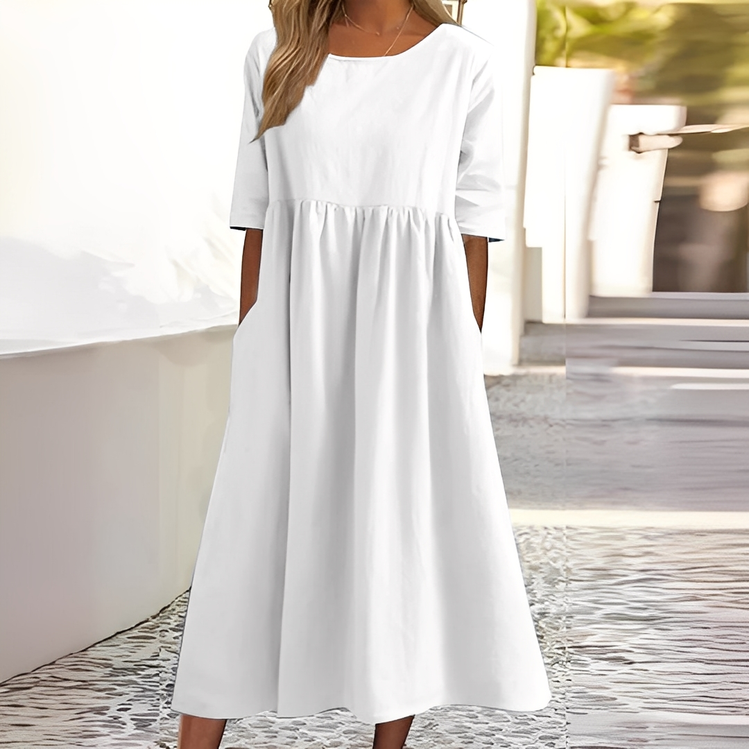 Sylvette - Damen-Baumwollkleid mit Rundhals