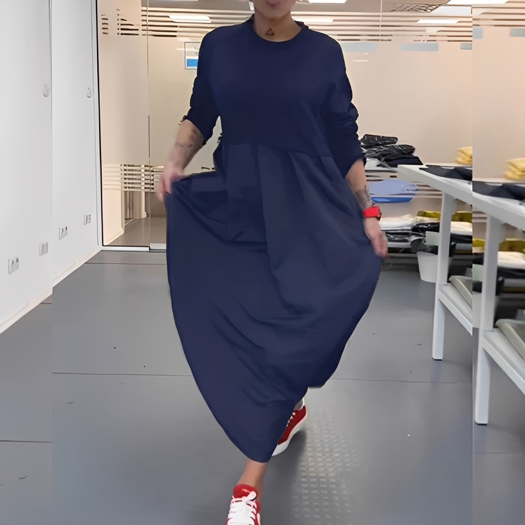 Gisèle - Damenkleid mit Rundhalsausschnitt und lockerem Schnitt