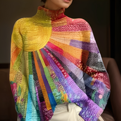 Agatine - Bunter Damen-Rollkragenpullover