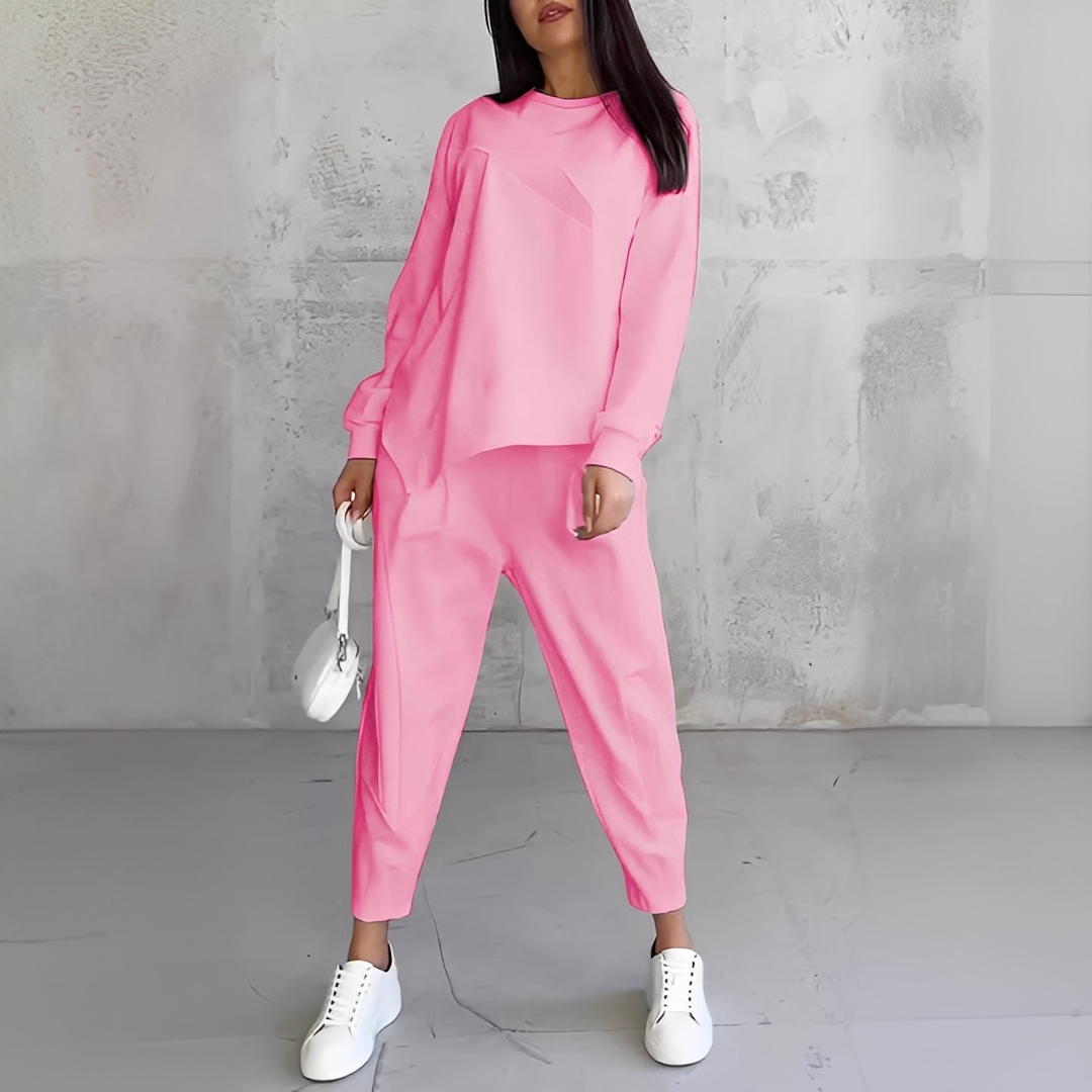 Mélisande - Damen-Set mit Pullover und Hose in Rundhals-Design