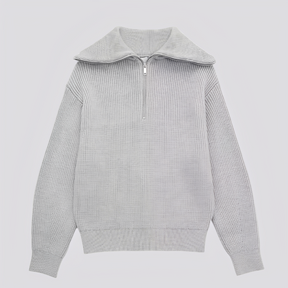 Christine - Eleganter gestreifter Damenpullover mit Reißverschluss