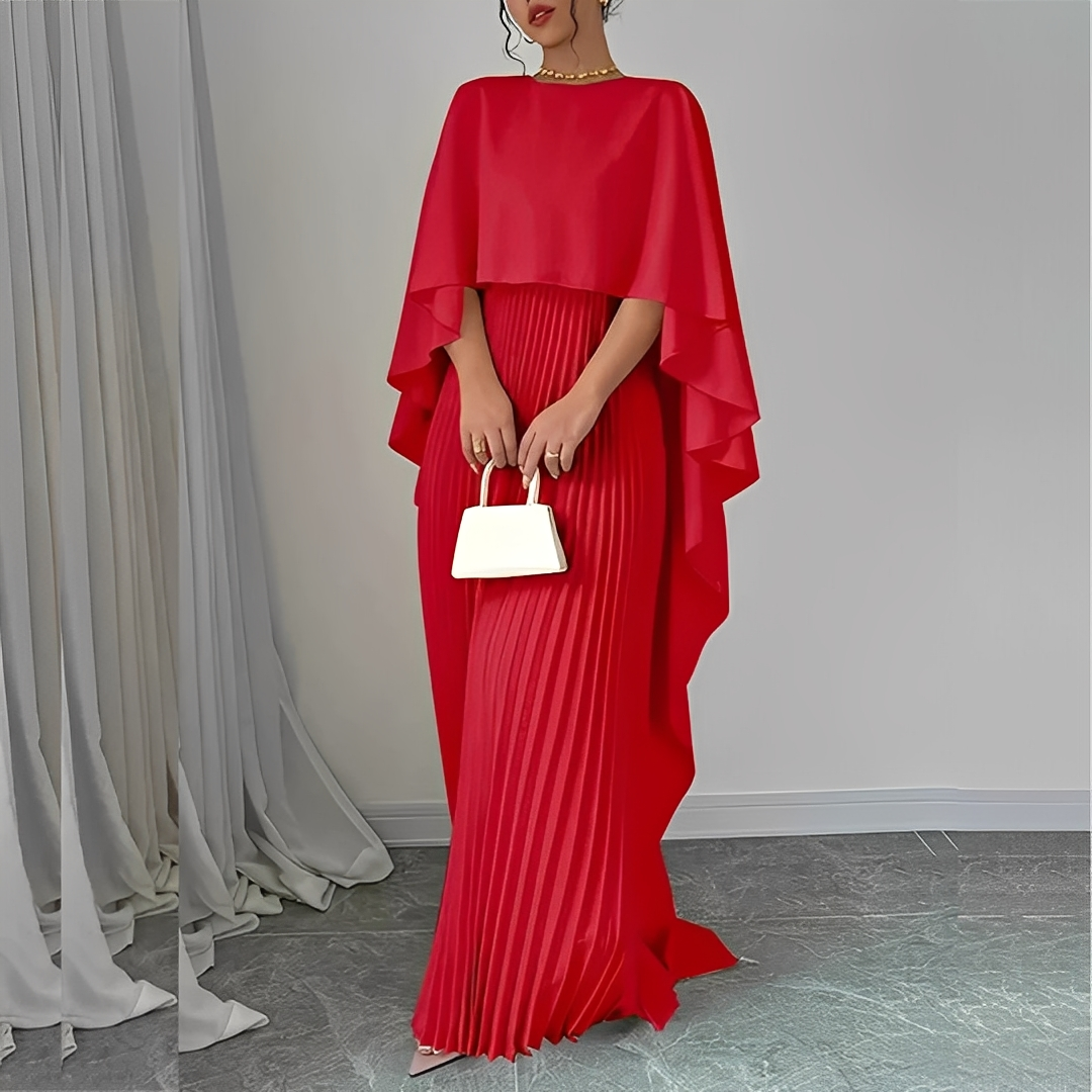 Marilou - Stilvolles Damenkleid mit plissiertem Cape
