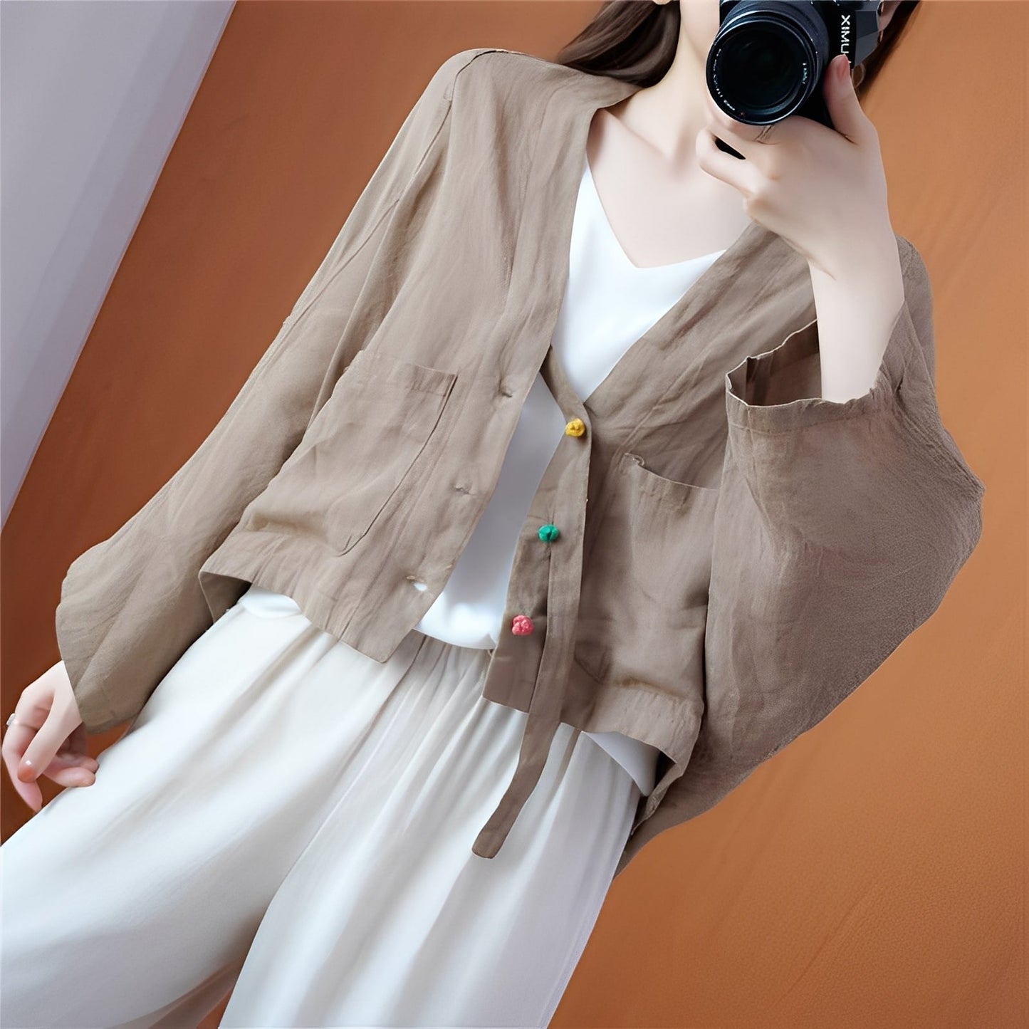 Shelia - Lässiger kurzer Cardigan mit Taschen