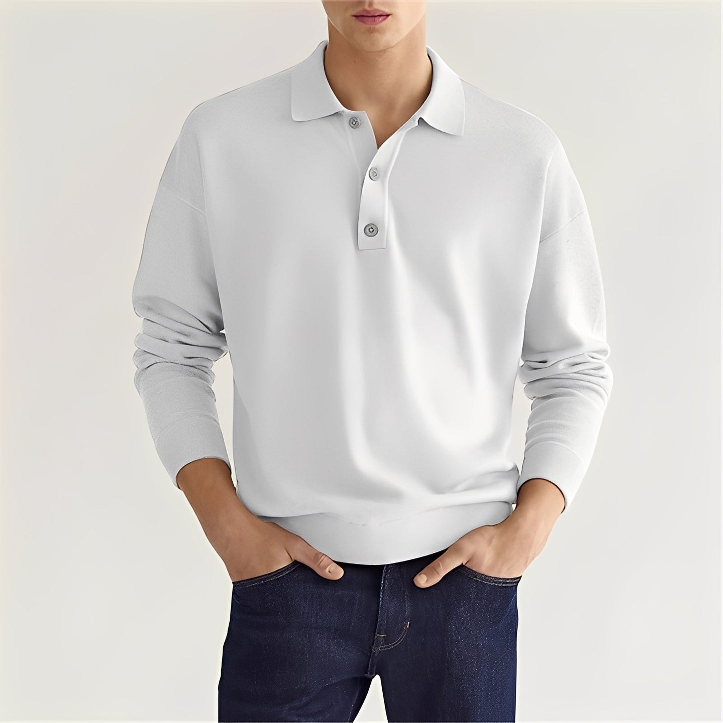 Carlton - Herren Langarm-Poloshirt im einfachen Stil