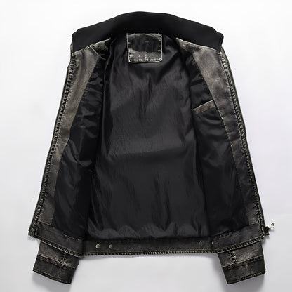 Kevin - Traditionelle Herrenlederjacke mit Taschen